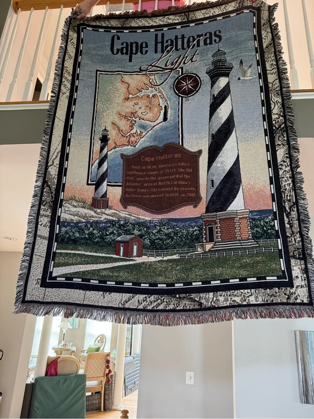 Cape Hatteras Outer Banks Tapestry Blanket 72 x 54 inches Like New